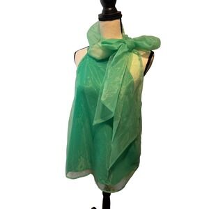 NWT‎ New York & Company Green Halter Top w/ Bow Tie Neckline Large Sleeveless